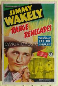 t510 RANGE RENEGADES one-sheet movie poster '48 Jimmy Wakely, Dub Cannonball Taylor, western!
