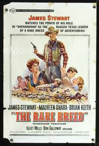 t511 RARE BREED one-sheet movie poster '66 Texas leader James Stewart, Maureen O'Hara