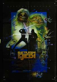 t518 RETURN OF THE JEDI DS advance one-sheet movie poster R97 George Lucas, Drew Struzan art!