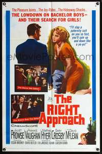 t521 RIGHT APPROACH one-sheet movie poster '61 lowdown on bachelor boys and their search for girls!