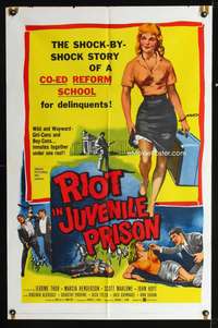 t522 RIOT IN JUVENILE PRISON one-sheet movie poster '59 co-ed reform school for delinquents!