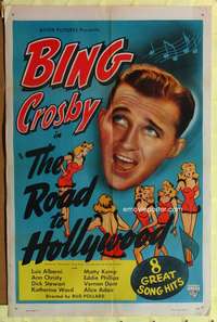 t523 ROAD TO HOLLYWOOD one-sheet movie poster '46 Bing Crosby, artwork of sexy girls!