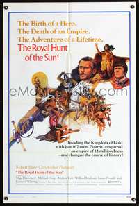 t530 ROYAL HUNT OF THE SUN style B one-sheet poster '69 Robert Shaw, Christopher Plummer, cool art!