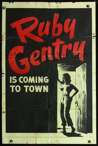 t532 RUBY GENTRY style B teaser one-sheet movie poster '53 super sleazy bad girl Jennifer Jones!
