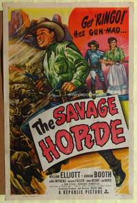 t543 SAVAGE HORDE one-sheet movie poster '50 Wild Bill Elliot, he's gun-mad!