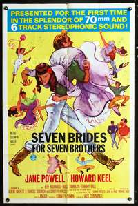 t554 SEVEN BRIDES FOR SEVEN BROTHERS one-sheet movie poster R68 Howard Keel carries Jane Powell!