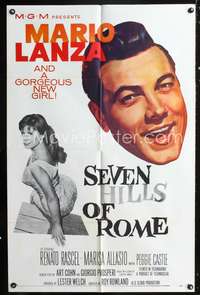 t555 SEVEN HILLS OF ROME one-sheet movie poster '58 Mario Lanza, gorgeous Marisa Allasio!