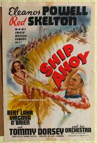 t558 SHIP AHOY style D one-sheet movie poster '42 sexy Eleanor Powell, Navy sailor Red Skelton!