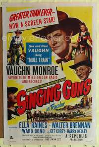 t562 SINGING GUNS one-sheet movie poster '50 singer Vaughn Monroe, from Max Brand's novel!