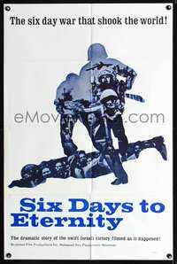 t564 SIX DAYS TO ETERNITY one-sheet movie poster '60s famous Israeli war that shook the world!