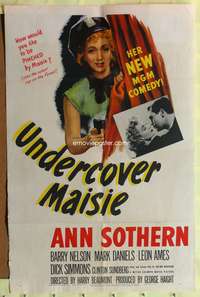 t692 UNDERCOVER MAISIE one-sheet movie poster '47 art of cutest cop Ann Sothern with gun!