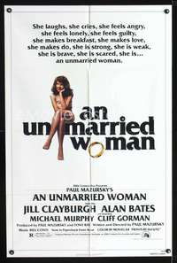 t698 UNMARRIED WOMAN one-sheet movie poster '78 Jill Clayburgh, Alan Bates