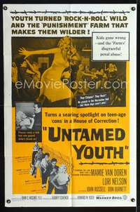 t700 UNTAMED YOUTH one-sheet movie poster '57 sexy bad teen Mamie Van Doren!