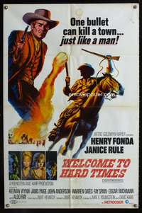 t720 WELCOME TO HARD TIMES one-sheet movie poster '67 cool artwork of cowboy Henry Fonda!