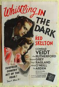 t741 WHISTLING IN THE DARK one-sheet movie poster '41 Red Skelton, Ann Rutherford