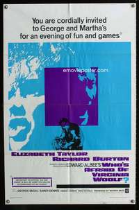 t745 WHO'S AFRAID OF VIRGINIA WOOLF one-sheet movie poster '66 Elizabeth Taylor, Richard Burton