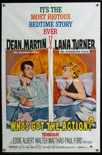 t747 WHO'S GOT THE ACTION one-sheet movie poster '62 Dean Martin, irresistible Lana Turner!