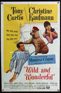 t751 WILD & WONDERFUL one-sheet movie poster '64 Tony Curtis, Christine Kaufmann, Monsieur Cognac!