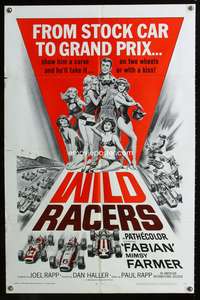 t757 WILD RACERS one-sheet movie poster '68 Fabian, AIP, Grand Prix car racing!