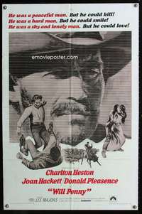t760 WILL PENNY one-sheet movie poster '68 Charlton Heston, Joan Hackett, Donald Pleasance