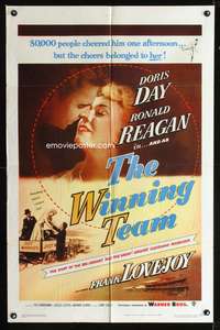 t766 WINNING TEAM one-sheet movie poster '52 Ronald Reagan, Doris Day, baseball biography!