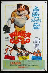 t767 WINTER A GO-GO one-sheet movie poster '65 ski buffs & ski babes in the snow-snow!