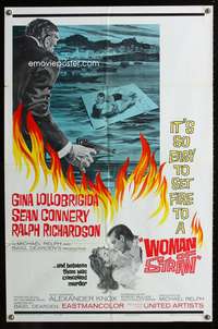 t774 WOMAN OF STRAW one-sheet movie poster '64 Sean Connery, sexy Gina Lollobrigida!