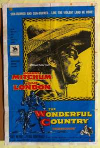 t777 WONDERFUL COUNTRY one-sheet movie poster '59 Texan Robert Mitchum!