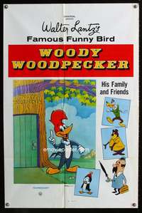 t779 WOODY WOODPECKER one-sheet movie poster '60s Walter Lantz, Chilly Willy!