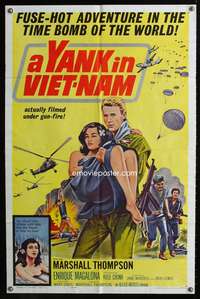 t786 YANK IN VIET-NAM one-sheet movie poster '64 fuse-hot adventure in the time bomb of the world!