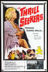 t788 YELLOW TEDDYBEARS one-sheet movie poster '64 teen school doll Thrill Seekers!