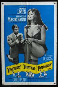 t789 YESTERDAY, TODAY & TOMORROW one-sheet '64 Sophia Loren, Marcello Mastroianni, Vittorio De Sica