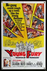 t791 YOUNG FURY one-sheet movie poster '65 Rory Calhoun vs teen Hellions!