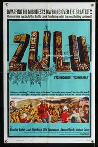 t800 ZULU one-sheet movie poster '64 Stanley Baker, Michael Caine classic!