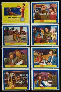 v009 ACT OF LOVE 8 movie lobby cards '53 Kirk Douglas, sexy Dany Robin