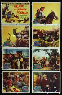 v107 COWBOY & THE INDIANS 8 movie lobby cards '49 Gene Autry & Champion