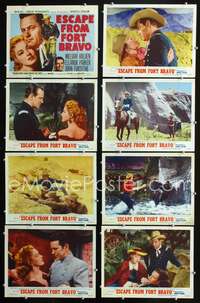v148 ESCAPE FROM FORT BRAVO 8 movie lobby cards '53 William Holden