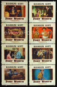 v190 FORT WORTH 8 movie lobby cards '51 Randolph Scott in Texas!