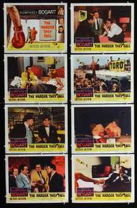 v239 HARDER THEY FALL 8 movie lobby cards '56 Humphrey Bogart, boxing!