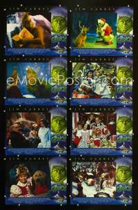 v230 GRINCH 8 movie lobby cards '00 Jim Carrey, Dr. Seuss X-mas story!