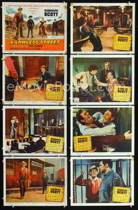 v303 LAWLESS STREET 8 movie lobby cards '55 Randolph Scott, Lansbury