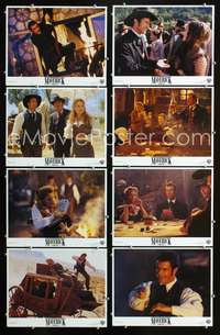 v355 MAVERICK 8 movie lobby cards '94 Mel Gibson,Jodie Foster,Garner