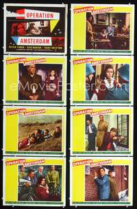 v434 OPERATION AMSTERDAM 8 movie lobby cards '60 Peter Finch, Eva Bartok