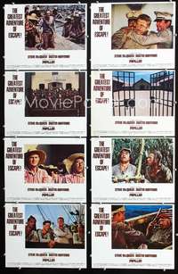 v442 PAPILLON 8 Columbia movie lobby cards '73 Steve McQueen, Hoffman