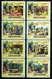 v583 VALLEY OF HEAD HUNTERS 8 movie lobby cards '53Weismuller,Jungle Jim