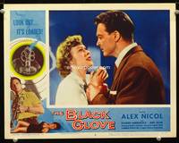 w110 BLACK GLOVE movie lobby card #2 '54 Alex Nicol & Eleanor Summerfield close up!
