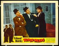 w003 BLOCK-HEADS movie lobby card #5 R47 Stan Laurel & Oliver Hardy chastised!