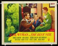w127 BLUE VEIL movie lobby card #1 '51 Jane Wyman, Richard Carlson & Don Taylor toasting!