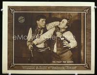 w133 BORDER WIRELESS movie lobby card '18 William S. Hart in fistfight close up!