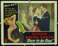 w135 BORN TO BE BAD movie lobby card #2 '50 Joan Fontaine, Zachary Scott